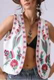 Boho Floral Pattern Open-Front Vest