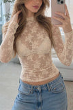 Sheer Floral Lace Long Sleeve Top