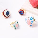 Enamel Flower Heart Flower Ring