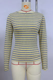 Striped Long Sleeve Crew Neck Blouse