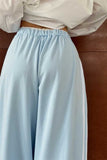 Striped Drawstring Wide-Leg Casual Pants