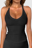 Ribbed V-Neck Racerback Tank Top