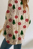 Holiday Tree Print Hollow Knit Sweater
