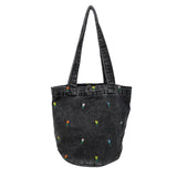 Floral Denim Tote Bag