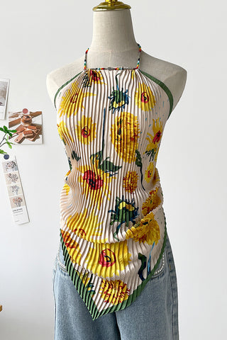 Pleated Halter Tank Top