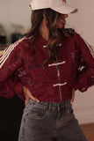 Floral Lace Toggle Front Bomber Jacket