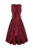 Lace-Up Ruched Sleeveless Casual Dress