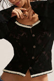Lace Ruffle Sleeve Button-Front Blouse