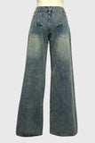 Distressed Wash Wide Leg Jeans