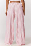 Striped Drawstring Wide-Leg Casual Pants
