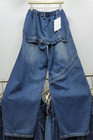 Foldover Waist Wide Leg Jeans