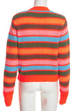 Striped Ribbed Knit Crew Neck Crop Sweater