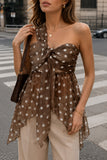 Polka Dot One-Shoulder Ruched Tank