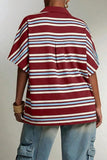 Striped Collar Deep V-Neck Polo