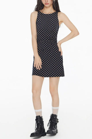Polka Dot Ruched Bodycon Mini Dress