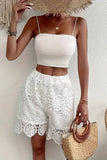 High-Waist Lace Casual Shorts