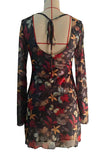 Floral Sheer Sleeve Mini Casual Dress