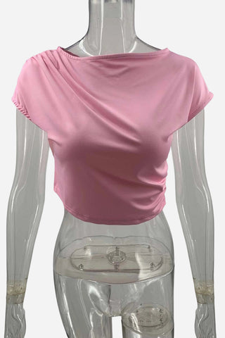 Draped Crop Top and Pleated Skirt Set