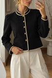 Contrast Trim Mock Neck Cropped Jacket