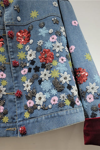 Sequin Floral Denim Jacket