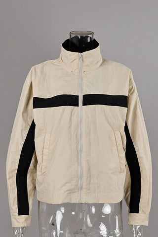 Colorblock Zip-Up Stand Collar Jacket