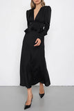 Puff Sleeve Deep V Neck Blouse
