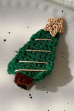 Crochet Christmas Tree and Bow Hair Clip