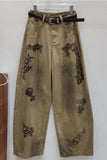 Floral Print High-Waist Baggy Jeans