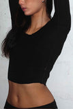 Scooped Neck Long Sleeve Crop Top