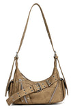 Buckle Strap Zipper Detail Shoulder Bag