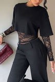 Lace Sleeve Crop T-Shirt