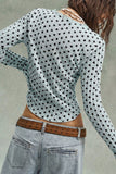 Polka Dot V-Neck Button-Front Blouse