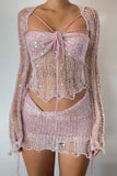 Strappy Crochet Skirt Set