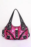 Animal Print Hobo Bag with Hardware