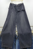 Foldover Waist Wide Leg Jeans