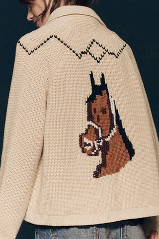 Horse Pattern Knit Cardigan