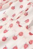 Floral Puff Sleeve Ruffle V-Neck Dress
