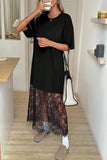 Lace Hem Short Sleeve Dress