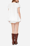 Square-Neck Ruffle Hem Blouse