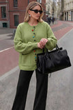Colorful Button Crew Neck Knit Cardigan
