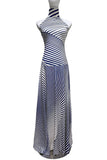 Striped Halter Mock Neck Maxi Dress