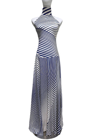 Striped Halter Mock Neck Maxi Dress