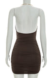 Halter Neck Ruched Casual Dress