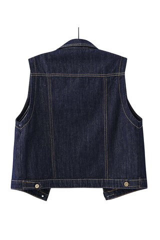 Collared Button-Front Denim Vest