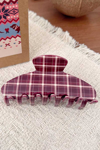Plaid Glossy Claw Hair Clip