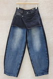 Two-Tone Patchwork Wide-Leg Baggy Jeans