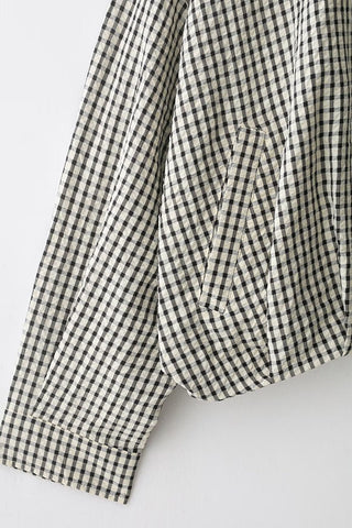 Plaid High Collar Cropped Jacket