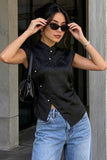 Satin Floral Mock Neck Sleeveless Tank