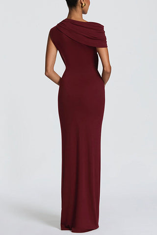 Cutout Drape One-Shoulder Maxi Dress