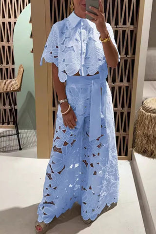 Floral Lace Pants Set